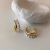 Studörhängen Trendiga 14K Real Gold Plated Geometric Wave Pearl för kvinnor Högkvalitativa smycken S925 Silvernåltillbehör