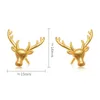 Stud Earrings 24K Yellow Gold 999 Deer 3D Animal