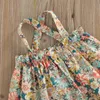 Conjuntos de roupas moda criança meninas verão roupa conjuntos sem mangas sem costas floral impressão camisola elástico calças florais