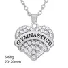 Pendant Necklaces Teamer Gymnastics Pink Blue White Crystal Heart With Link Chain Necklace Fashion Women Jewelry As Gifts