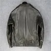 Leer Leer Faux Mens Street Echte jas Vintage Classic Rapel Moto Biker Coat Japanse mannen Outerwear Single Breasted Cowhide Jackets