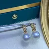 Stud Earrings DL Fine Jewelry Solid 18K Gold Natural Japan Origi 8-8.5mm Sea Water Ocean Akoya White Pearls For Women