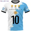 Wangcai01 DIY camiseta 2022 camiseta masculina Argentina Flag 3D Padrão Impressão feminina Camiseta curta feminina