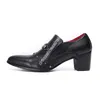 Mode hommes élégants chaussures bout pointu en cuir véritable Oxford chaussures hommes 7 cm talons hauts fête/affaires chaussures hommes