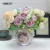 Decoratieve bloemenstijl Rose Peony Artificial Silk Flower Small Bouquet Family Party Spring Wedding Wall Decor Fake Material