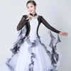 Stage Wear Adult Black And White Color Rhinestone Plus Size Standard Ballroom Dancing Dress Women's Modern Dance Performance MQ252