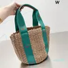 Wood Straw Bag Crochet Bucket Bag Women Basket Beach Bag Designer Shoulder