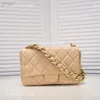 Bolso de mujer de lujo bolso de diseñador clásico 22s gran cadena de oro bolso para las axilas rombo a cuadros solapa bolso con solapa bolso de cuero de moda mini bolso de hombro 27CM 21CM 17CM