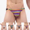 UNDUPTS MEN STRIPE BRIPS SEXY RAINBOW Bikini String Nefes Alabilir iç çamaşırı şişkin poşet külotları kalzonsillos hombre