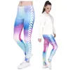 Kobiety legginsy kobiety białe strzały hologreficzny druk fitness fitness nogawki Środkowa talia kolorowe rozciągnięte paski wzór pantswomen's WO