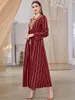 Vêtements Ethniques Wepbel Arabe Djellaba Eid Abaya Femmes Vin Bronzant Imprimé Exquis Robe Musulmane Robe Fleur Broderie Robe Islamique Ethnique