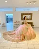 ローズゴールドボールガウンQuinceanera Dresses Lace Aphed Sweet 16 Dress Beaded Girls Pageant Gowns Vestidos de 15