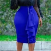 Kjolar chic sexig kjol för kvinnor 2023 höst mode fast färg rufle smälta fit blixtlås i stor storlek afrikansk kläddam