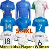 S-4XL 2023 이탈리아 축구 유니폼 플레이어 버전 아이콘 Maglie da Calcio Long Sleeve Totti Chiesa Training Italia 23 24 골키퍼 축구 셔츠 남자 아이들 여자