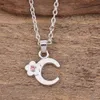 Chokers My Shape Initials Name Necklace for Girl Children Kid Alloy Crystal Flower Letter Capital Pendant Necklace Women Fashion Jewelry Y2303