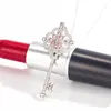 Pendant Necklaces S925 Sterling Silver Primrose Key Pink Diamond Pendant Necklace Elegant Full Diamond Key Women's Sweater Chain JewelryL230315