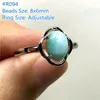 Küme halkaları doğal mavi larimar yüzük mücevher kadın bayan adam gümüş 8x6mm boncuklar dominika su deseni taş ayarlanabilir boyut