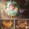 Recuerdos nacidos Pography Props Retro Rattan Round Basket Chair Bebe Po Accesorios Recien Baby Girl Boy Gift Posing Bed Background 230314