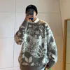 Herentruien Heren Mens Lange mouw Bloemboom Gebreide kabel Gebreide Casual oversized trui trui pullover Koreaanse streetwear modekleding