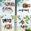 Stickers Muraux 8 PCs Multicolore Oiseaux Papier Peint Vitrail Décoratif Maison Porte Fenêtre Décor Mignon Animal De Compagnie