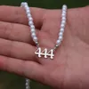 Pearl Choker Necklace 111 222 333 444 555 666 777 888 999 Angel Number Necklaces Women Stainless Steel Jewelry Gift Collier