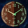 Wall Clocks Clock 11" Wooden Silent Non-Ticking Sweep Movement Luminous For Home Living Room Bedroom Kitchen Office Decor