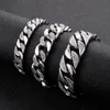 Män kvinnor CZ Zircon Miami Curb Cuban Chain Armband Punk Hiphop 12/17/20mm Tungt rostfritt stål Rhinestone Bike Biker Armband smycken