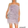 Casual Dresses Egant 100% Ostrich Feather Mini Cocktail Dresses 2023 Sexy Strapss Short Prom Dress Wedding Birthday Party Gowns S4082 0315H23