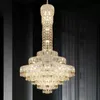 Grands lustres en cristal modernes luminaires américain long lustre de luxe européen brillant grande lampe suspendue maison intérieur villa loft escaliers façon hall lustre