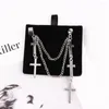 Backs oorbellen Gothic Punk Style 1 PCS Fashion Cross Tassel Chains for Men and Women Hendant Ear Clip Jewelry Girl