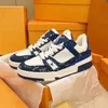 2023 Ny modedesigner Sneaker Virgil Trainer Casual Shoes Calfskin Leather Abloh White Green Red Blue Letter Overlays Platform Låg sneakers Storlek 36-45