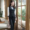 Kvinnors kostymer Blazers Autumn Winter Uniforms With Vest Coat and Pants Bluses for Business Women Pantsuits Outfits Plus Size