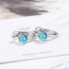 Hoop Earrings Design Fashion 925 Sterling Silver Blue Turquoise Feminine Charm Jewelry Gift