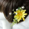 Headpieces Yellow Daisy Artifical Flowers Headwear Bridesmaid Pography Bride Headbonad Hårtillbehör för kvinnor