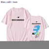 wangcai01 diy TシャツF1マクラーレン3ダニエルリカルドTシャツma new 2022夏100％コットンOネックルースユニセックストップカジュアルプリントスポーツシャツブラック0315H23