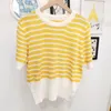 300 2023 Runway Printemps Pulls pour femmes Marque Même Style T-shirt Manches Bleu Jaune Pull Mode Vêtements Haute Qualité Femmes xue