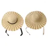 Chapéus de aba larga chapéu de palha com fita padrão ondulado proteção solar ao ar livre chapéu de praia verão
