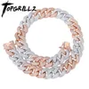 Chokers Topgrillz 18mm Maimi Cuban Link Chain Necklace Rose Gold Silver Color Iced Out Cubic Zircon Hip Hop Jewelry Gift Y2303