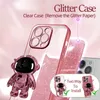 Bling Glitter Astronaut Telescopic Stand Holder Plating Cases CameraLens Flim Glass Kickstand Shockproof Cover For iPhone 14 13 12 11 Pro Max X XS XR Xs Mini