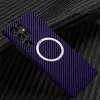 Carbon Fiber Cases For Samsung Galaxy S23 Ultra S22 Plus S21 FE Case Magnetic Hard Shell Magsafe Protective Cover