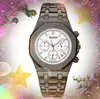 Crime Premium Mens Full Functional Watch Stopwatch 42mm Quartz Mouvement Male Horloge Time Watch Full en acier inoxydable Band sans mécanique