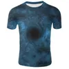 Wszechświata T-shirts Tabirts Starry Sky 3D drukowana luźna koszulka czarna dziura wir z krótkim rękawem