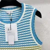 23SS Women Designer Tee Vest Knits T Shirts Designer Tops With Letter Button Girls Vintage Crop Tops Runway Designer Randig stretch ärmlös Pullover Camisole