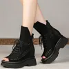 Dress Shoes 2023 Fashion Sneakers Women Lace Up Genuine Leather Wedges High Heel Gladiator Sandals Female Summer Platform Pumps Casual