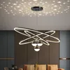 Люстры черный современный светодиод для гостиной кухня алюминиевые подвесные подвесные лампы пульт дистанционного управления