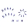 False Nails 24pcs/Set Pretty Crystal Butterfly Purple Gradient Wedding Bride Floral Fake Artificial Nail Decal Art Tips