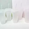 24oz Clear Cup Plastic Transparent Tumbler Summer Reusable Cold Drinking Coffee Juice Mug with Lid and Straw RRA5305