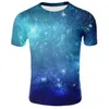 Wszechświata T-shirts Tabirts Starry Sky 3D drukowana luźna koszulka czarna dziura wir z krótkim rękawem