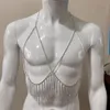 Festlig mångsidig Bra Tassel Night Club Fishnet Rhinestone Sexig bröstkedja Fashion Diamond Body Chain Integrerad Super Shiny Breast Jewelry