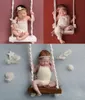 Keepsakes geboren Pography Props Baby Swing Chair houten baby's meubels zuigelingen po schietpartij prop accessoires 230314